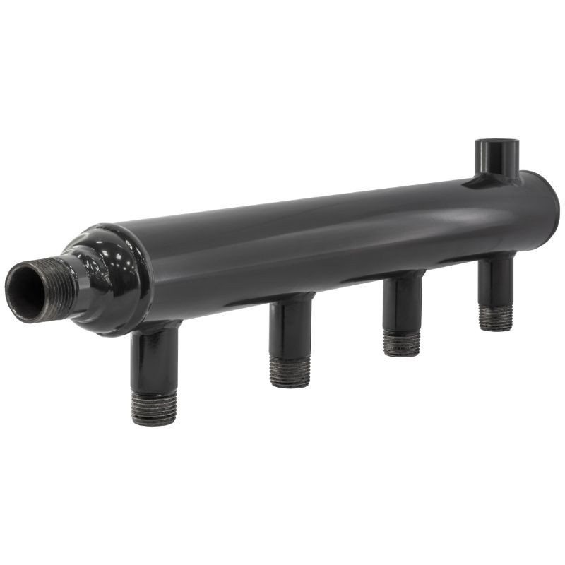 Коллектор распределительный стальной DN 50 PN 16 вход 50-15 10 выходов НР 1/2'' выход под кран Маевского, универсальный PLP-1