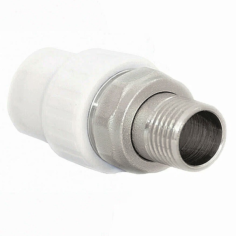 Муфта для радиатора ПП 20-1/2'' PN 25 с американкой белая РТП 14630-1