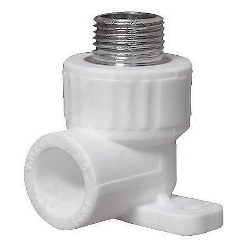 Угольник установочный ПП 25-1/2'' PN 25 с наружной резьбой белый VALFEX -1
