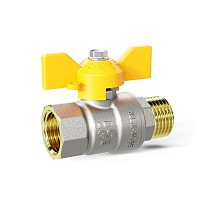 Краны латунные шаровые газовые DN 15-32 PN 25-40 бабочка муфта-штуцер LD Pride GAS купить в Кемерово | "Проконсим"