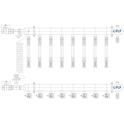  Коллекторный узел на 8 выход. PLP УКЭО-ЭКОНОМ 5-30/25-60кПа Ду50 1'' - 1/2'' Ру10 сталь, подкл. боковое левое (922156048) со склада Проконсим в Кемерово