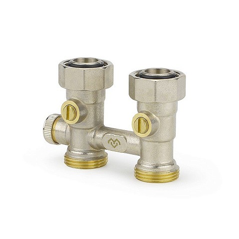 Узелы нижнего подключения VARMEGA VM138 DN20 прямой однотрубный 3/4''x3/4'' евроконус, с байпасом муфта-штуцер купить в Кемерово | "Проконсим"