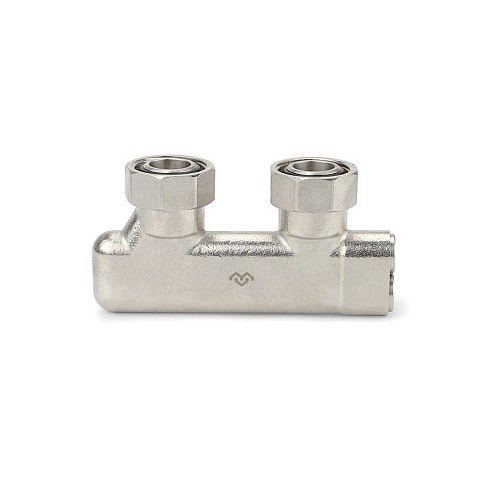 Узелы нижнего подключения VARMEGA VM139 DN20 угловой двухтрубный 3/4''x3/4'' евроконус, перекрёстный муфта-штуцер купить в Кемерово | "Проконсим"