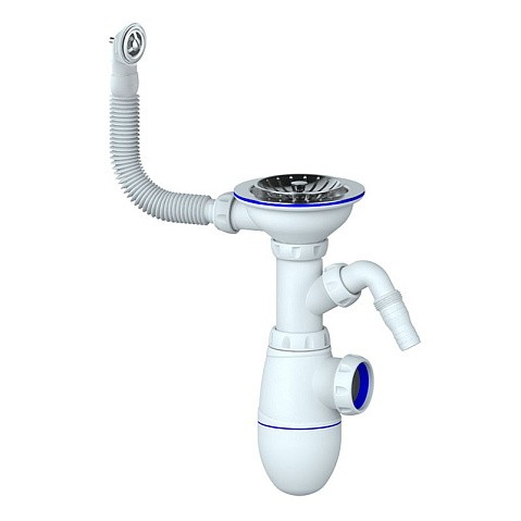 Сифон для мойки Unicorn В431VP, без отвода, 3 1/2'' х40 с отводом для стиральной машины, круглый перелив купить в Кемерово | "Проконсим"