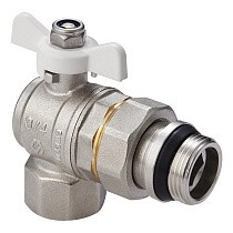 Краны латунные шаровые угловой с уплотнением MVI BV.523 DN 15-20 PN 40 американка бабочка купить в Кемерово | "Проконсим"