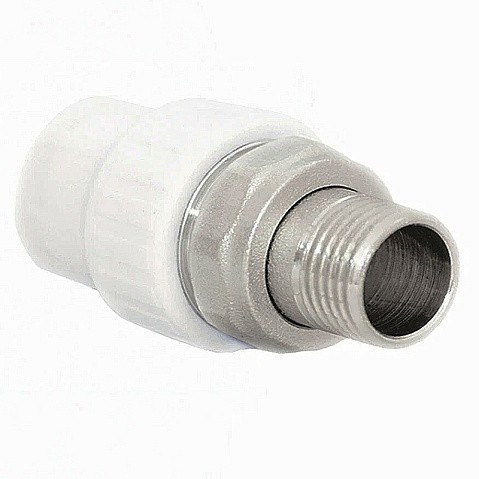 Муфта для радиатора ПП 25-3/4'' PN 25 с американкой белая РТП 14628 купить в Кемерово | "Проконсим"