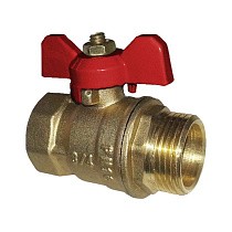 Краны латунные шаровые 11Б27п1 DN 15-32 PN 16 однотипные бабочка муфта-штуцер купить в Кемерово | "Проконсим"