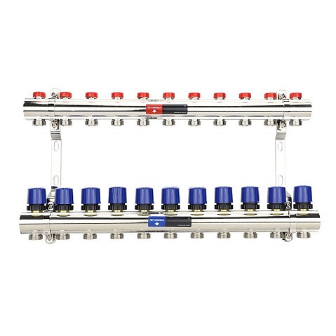 Коллекторная группа из латуни DN 25-11 вых. G-3/4'' евроконус, без расходомеров, без дренажного крана и воздухоотводчика VARMEGA VM15811 купить в Кемерово | "Проконсим"