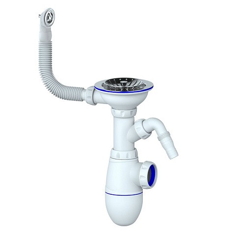 Сифон для мойки Unicorn В431V, без отвода, 3 1/2'' х40 с отводом для стиральной машины, круглый перелив купить в Кемерово | "Проконсим"