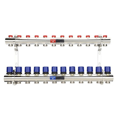 Коллекторная группа из латуни DN 25-12 вых. G-3/4'' евроконус, без расходомеров, без дренажного крана и воздухоотводчика VARMEGA VM15812 купить в Кемерово | "Проконсим"