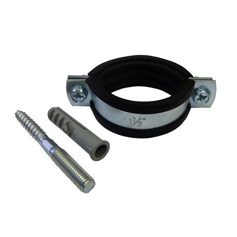 Хомут стальной оцинкованный 1 1/2'' (47-53) М8 с крепежом (шпилька и дюбель) купить в Кемерово | "Проконсим"