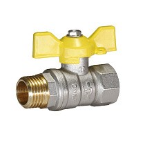 Краны латунные шаровые газовые DN 15-32 PN 25-40 никелированные бабочка муфта-штуцер Temper серия 83 ГОСТ Р 59553 купить в Кемерово | "Проконсим"