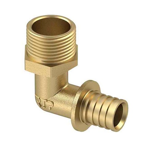 Угольник латунный для PEX труб  20-1/2''  PN 16  под надвижную гильзу с наружной резьбой  РосТурПласт купить в Кемерово | "Проконсим"