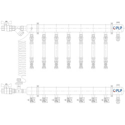  Коллекторный узел на 7 выход. PLP УКЭО-ЭКОНОМ 5-30/25-60кПа Ду50 1'' - 1/2'' Ру10 сталь, подкл. боковое левое (922156047) со склада Проконсим в Кемерово