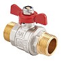 Кран латунный шаровой MVI BV.515 DN 25 PN 40 никелированный полнопроходной штуцер-штуцер бабочка