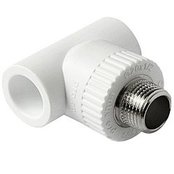  Тройник комбинированный ПП 25-1/2'' PN 25, с наружной резьбой, белый, Pro Aqua PA25012P  (251439305) со склада Проконсим в Кемерово