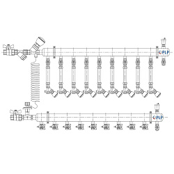  Коллекторный узел на 9 выход. PLP УКЭО-МАКСИМУМ 5-30/25-60кПа Ду50 1'' - 1/2'' Ру10 сталь, подкл. боковое левое (922156289) со склада Проконсим в Кемерово