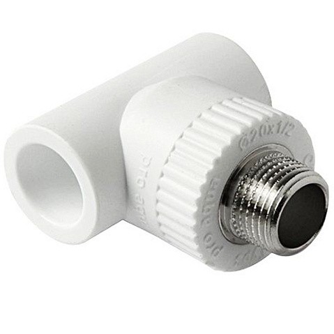 Тройник комбинированный ПП 20-1/2'' PN 25 с наружной резьбой белый Pro Aqua PA25008P купить в Кемерово | "Проконсим"