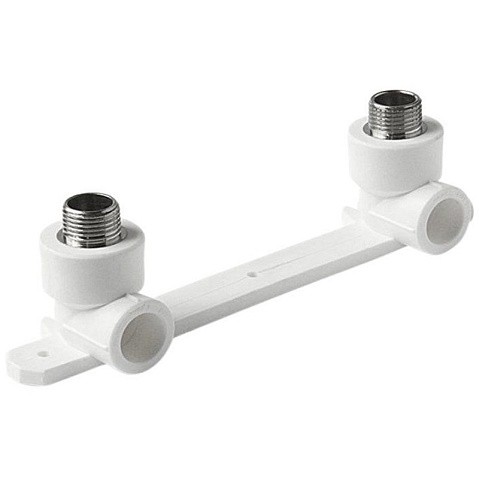 Угольник установочный двойной ПП 25-1/2'' PN 25 с наружной резьбой белый VALFEX  купить в Кемерово | "Проконсим"