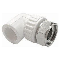 Угольник ПП с накидной гайкой 25-3/4'' PN 25 белый купить в Кемерово | "Проконсим"