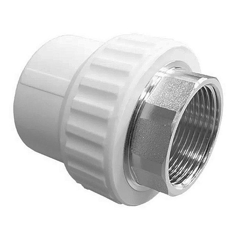 Муфта комбинированная ПП 50-1 1/2'' PN 25 под ключ с внутренней резьбой белая VALFEX  купить в Кемерово | "Проконсим"