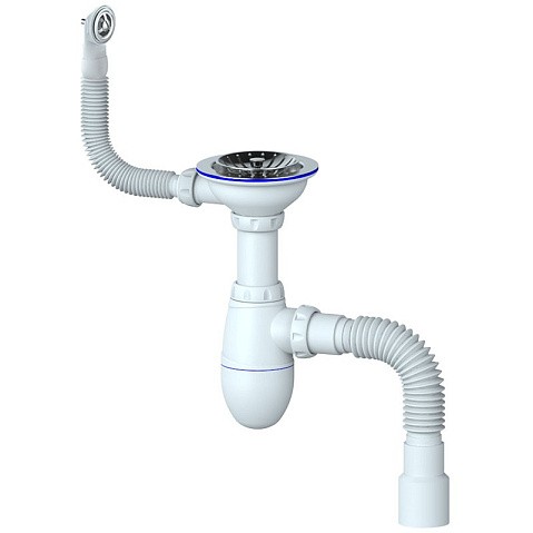Сифон для мойки Unicorn В426P, 40х50 гибкий отвод, 3 1/2'' х40 чаша из нержавеющей стали, прямоугольный перелив купить в Кемерово | "Проконсим"