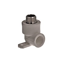 Угольник установочный двойной ПП 20-1/2'' PN 25 с наружной резьбой серый купить в Кемерово | "Проконсим"