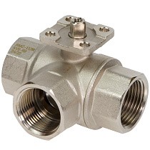 Краны латунные шаровые трехходовые DN 20-25 PN 40 никелированный под привод РИДАН AMZ-113R купить в Кемерово | "Проконсим"