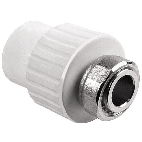 Муфта комбинированная ПП 20-3/4'' PN 25 с накидной гайкой белая РТП 10697 купить в Кемерово | "Проконсим"