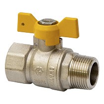 Краны латунные шаровые газовые DN 15-20 PN 25 бабочка муфта-штуцер MVI BV.814 купить в Кемерово | "Проконсим"