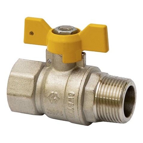 Краны латунные шаровые газовые DN 15-20 PN 25 бабочка муфта-штуцер MVI BV.814 купить в Кемерово | "Проконсим"
