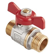 Краны латунные шаровые DN 15-25 PN 25 никелированные бабочка штуцер-штуцер MVI AquaHit BV.315.04 купить в Кемерово | "Проконсим"