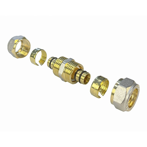 Муфта латунная для PEX труб 20-20 PN 10 обжимная никелированная Valfex VF.303.N  купить в Кемерово | "Проконсим"