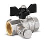 Кран латунный шаровой DN 15 PN 40 никелированный под манометр муфта-муфта бабочка LD Pride купить в Кемерово | "Проконсим"