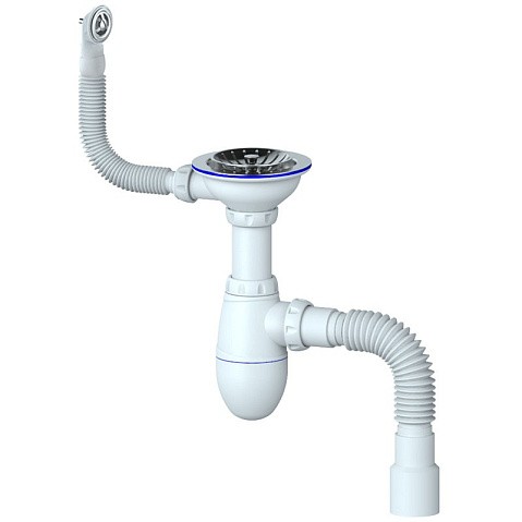 Сифон для мойки Unicorn В426, 40х50 гибкий отвод, 3 1/2'' х40 чаша из нержавеющей стали, круглый перелив купить в Кемерово | "Проконсим"