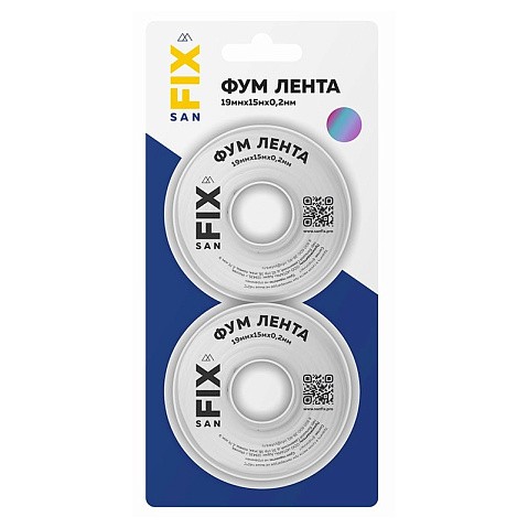 Лента ФУМ SANFIX 19мм х15м х0,2 мм 0,3г/см3, 2 катушки в блистере купить в Кемерово | "Проконсим"