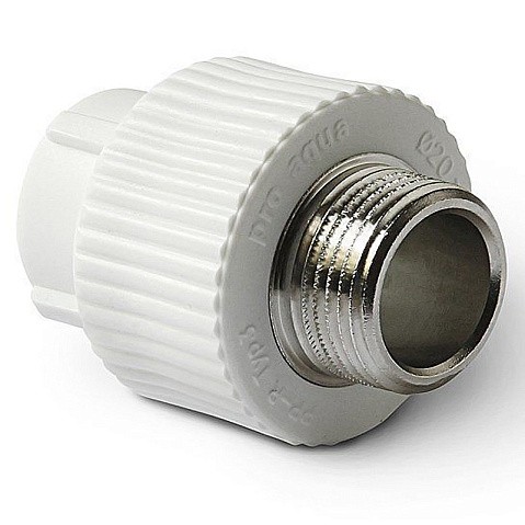 Муфта комбинированная ПП 20-3/4'' PN 25 с наружной резьбой белая Pro Aqua PA23010P купить в Кемерово | "Проконсим"