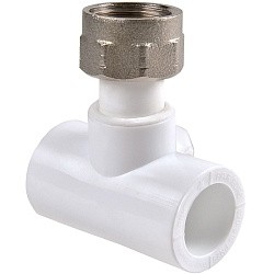  Тройник ПП с накидной гайкой 32-1 1/4'' PN 25 белый РВК 20906 (930659270) со склада Проконсим в Кемерово