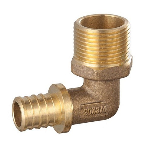 Угольник латунный для PEX DN 20 с наружной резьбой 1/2'' под надвижную гильзу PLP купить в Кемерово | "Проконсим"