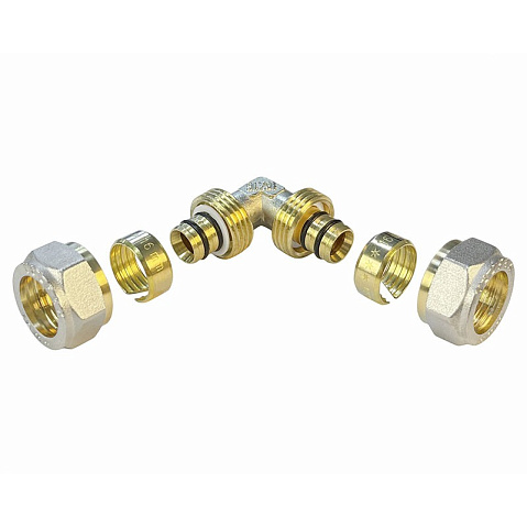 Угольник латунный для PEX труб 16-16 PN 10 обжимной никелированный Valfex VF.351.N  купить в Кемерово | "Проконсим"