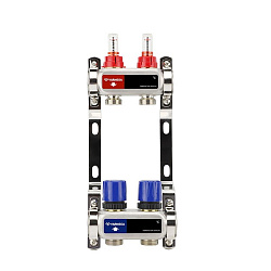  Коллекторная группа из нержавеющей стали DN 25-2 вых. G-3/4'', евроконус, с расходомерами, без дренажного крана и воздухоотводчика, VARMEGA VM15102 (930416000) со склада Проконсим в Кемерово