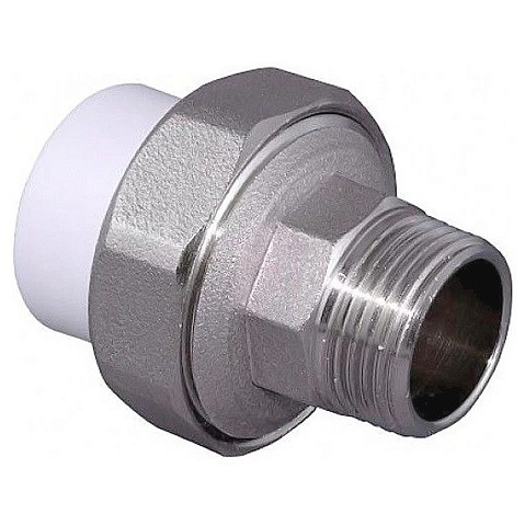 Муфта комбинированная ПП 25-1/2'' PN 25 разъёмная с наружной резьбой белая VALFEX  купить в Кемерово | "Проконсим"
