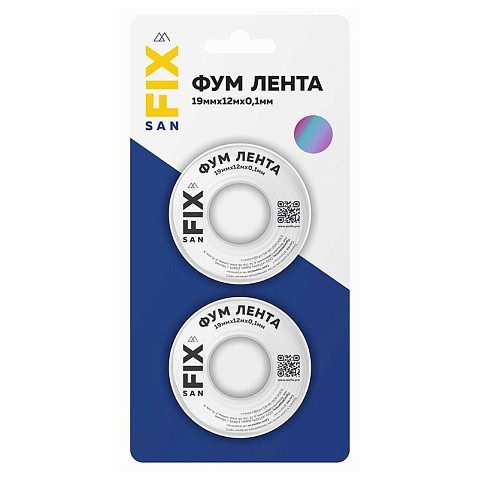 Лента ФУМ SANFIX 19мм х12м х0,1 мм 0,3г/см3, 2 катушки в блистере купить в Кемерово | "Проконсим"