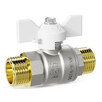 Краны латунные шаровые DN 15-25 PN 40 никелированные бабочка белая штуцер-штуцер LD Pride 47.304 купить в Кемерово | "Проконсим"