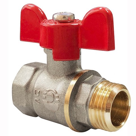 Кран латунный шаровой Valfex Optima.218.NLB1 11Б27фт1М DN 15 PN 25 никелированный муфта-штуцер бабочка купить в Кемерово | "Проконсим"