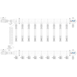  Коллекторный узел на 9 выход. PLP УКЭО-ЭКОНОМ 5-30/25-60кПа Ду50 1'' - 1/2'' Ру10 сталь, подкл. боковое левое (922156049) со склада Проконсим в Кемерово