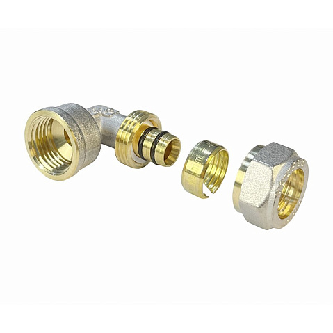 Угольник латунный для PEX труб 16-1/2'' PN 10 обжимной никелированный Valfex VF.352.N  купить в Кемерово | "Проконсим"