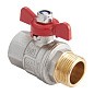 Кран латунный шаровой MVI BV.514 DN 15 PN 40 никелированный полнопроходной муфта-штуцер бабочка купить в Кемерово | "Проконсим"