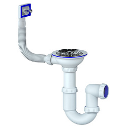  Сифон для мойки Unicorn Y410, без отвода, 3 1/2'' х40 чаша из нержавеющей стали, прямоугольный перелив (930152080) со склада Проконсим в Кемерово