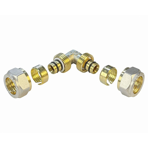 Угольник латунный для PEX труб 20-20 PN 10 обжимной никелированный Valfex VF.351.N  купить в Кемерово | "Проконсим"